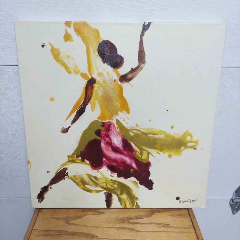 Jaunt (Yellow Dancer) by Agnes Saint Leger 22"x22"x1.5" Giclee Print On Canvas